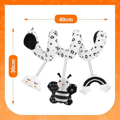 FPVERA Infant Car Seat Toys for Babies 0-6 Months: Travel Baby Toy for Rear Car Seat, Adjustable Mobile Activity Arch with Music, Sensory Hanging Toy Fits SafetyCrib, Stroller
