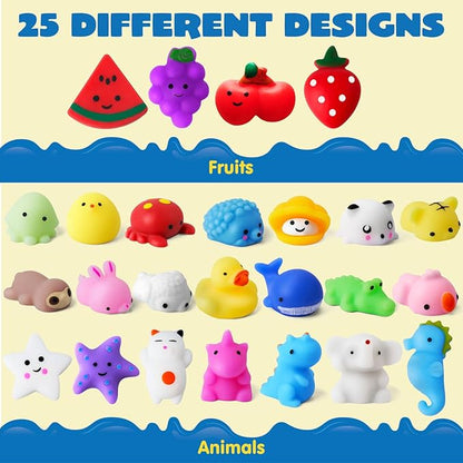 JOYIN Mochi Squishy Toy Set, 100 Pack Mini Squishy Mochi, Party Favors for Kids, Kawaii Stress Relief Toys, Basket Stuffers, Goodie Bags Fillers, Birthday Gifts, Classroom Prizes