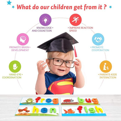 KMUYSL Learning Toys for 2 3 4 5 6 Years Old Boys and Girls - See & Spell CVC Word Builders with Alphabet Cards for Kids, Preschool Learning Activities Toys, Idea Birthday Gifts for Age 2-4 4-6 Kids
