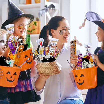 200 PCS Halloween Goodie Bag Fillers Stationery Set, Assorted Halloween Party Favors for Kids, Kids Halloween Toys Bulk Non Candy Halloween Treats Pencils, Eraser, Stamps, Slap Bracelets