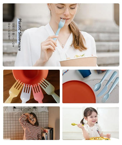 18Pcs Plastic Toddler Utensils Set Kids Spoons Forks Knife Colored Baby Flatware Set Silverware Set Reusable Plastic Utensils BPA Free Dishwasher Safe Plastic Cutlery