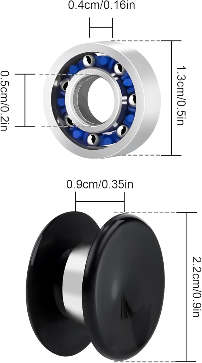 20 Pack Fidget Spinner Bearing and Cap Replacement Set, Chrome Steel Bearing Balls, High Speed 13mmx7mmx4mm Bearings Single Sealed Small Bearings for Fidget Spinner