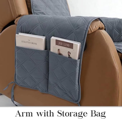 TOMORO Non-Slip Oversized Recliner Cover, 100% Waterproof Quilted Recliner Chair Slipcover Furniture Protector with Pockets, Washable Couch Cover with Elastic Straps for Kids and Pets