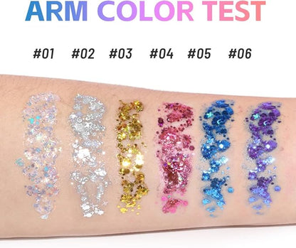 Face Body Glitter Stick,Music Festival Accessories Outfits for Women,Hair Glitter Makeup,Mermaid Chunky Glitter Face Paint,Waterproof Sparkle Face Glitter for Country Concert