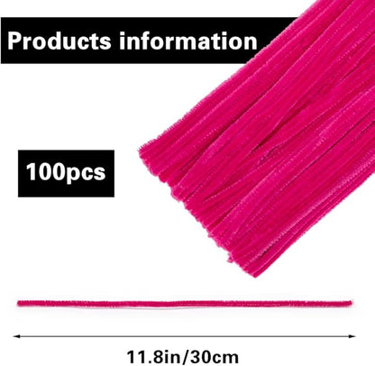 100 Pieces Pipe Cleaners Chenille Stem, Solid Color Pipe Cleaners Set for Pipe Cleaners DIY Arts Crafts Decorations, Chenille Stems Pipe Cleaners (Rose Red)