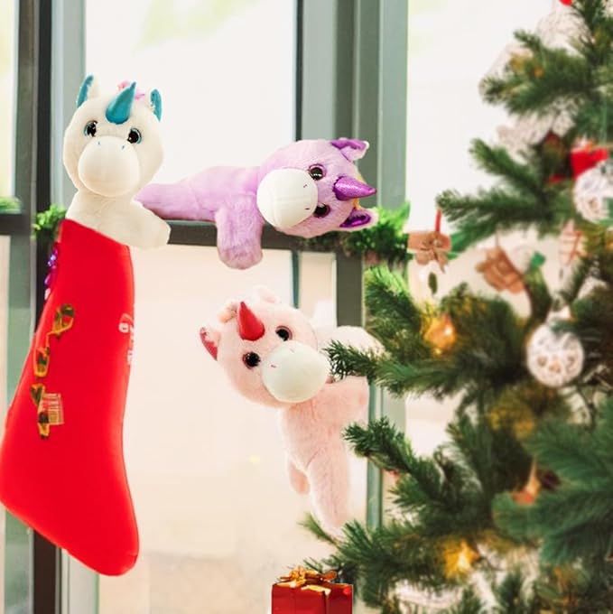 Unicorn Slap Bracelets Wrist Hugger Gift- Stuffed Animals Huggable Plush Toy for Kids and Teens, Toddler Bed and Stroller Toys White, 8.5"