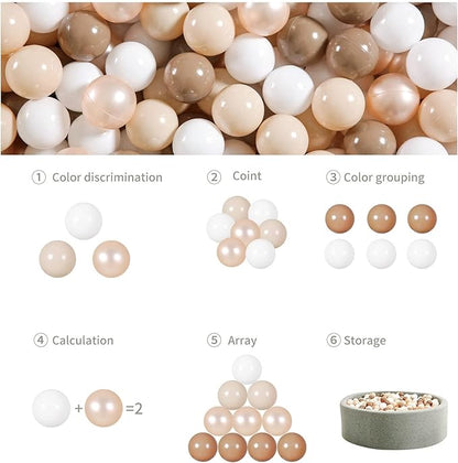 GOGOSO Baby Ball Pit Balls Pack of 100 for Toddlers - BPA&Phthalate Free Non-Toxic Crush Proof Ocean Ball Soft Plastic Balls for 1 2 3 4 5Years Toddlers Baby Kids Birthday Pool Tent Party