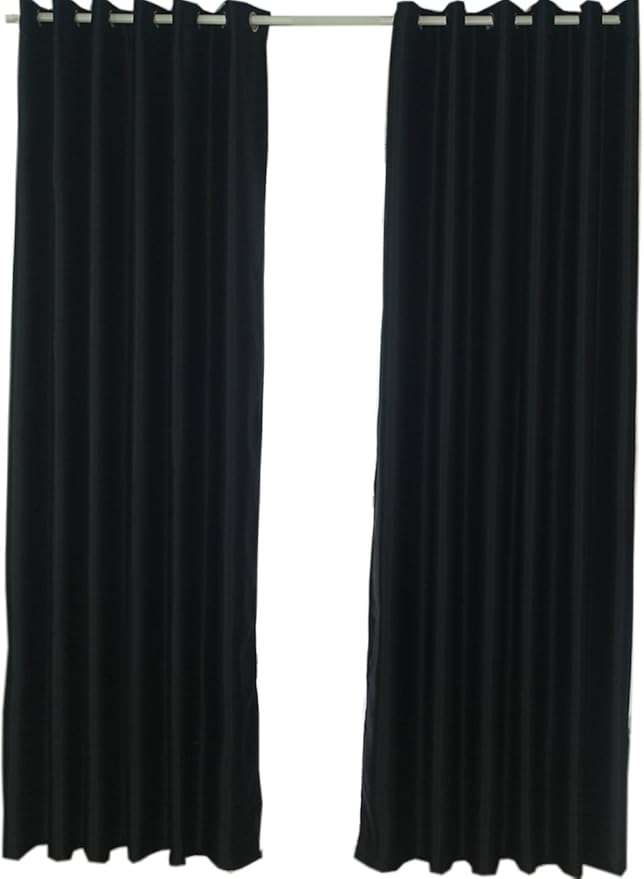 Eclipse Fresno Modern Blackout Thermal Rod Pocket Window Curtain for Bedroom (1 Panel), 52 in x 63 in, Black