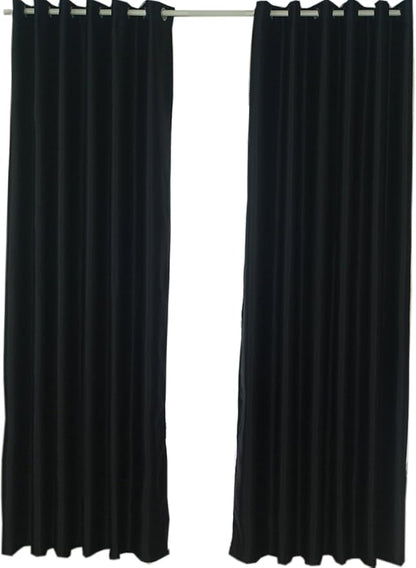 Eclipse Fresno Modern Blackout Thermal Rod Pocket Window Curtain for Bedroom (1 Panel), 52 in x 63 in, Black