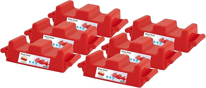 Superio Snow Brick Maker Igloo Fort Crenellated Block Form Outdoor Winter Snow Toys Sand Castle Building Kit for Adults and Kids Sandbox, Beach, Sand Toys (Red, 6)