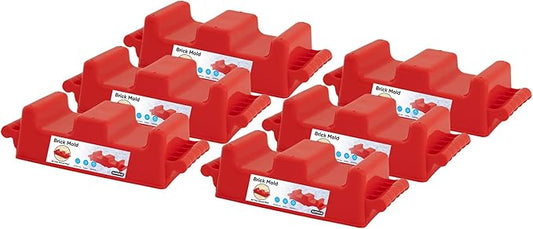 Superio Snow Brick Maker Igloo Fort Crenellated Block Form Outdoor Winter Snow Toys Sand Castle Building Kit for Adults and Kids Sandbox, Beach, Sand Toys (Red, 6)