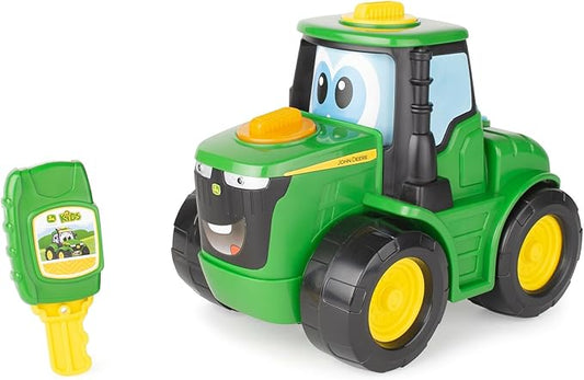 John Deere Key-n-Go Johnny Tractor Toy with Lights and Sounds - Interactive Driving Toy Tractor Includes 12 Interactive Ways to Play - Toddler Toys Ages 3 Years and Up