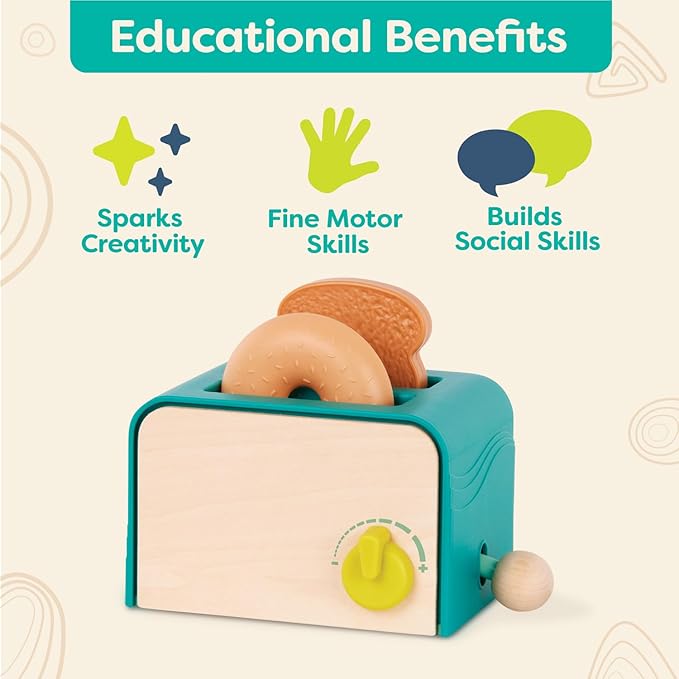 B. toys- Mini Chef - Toaster Playset- Pretend Play Breakfast Playset – 14pc Brunch Set – Pop-Up Toast & Sounds– 3 Years +