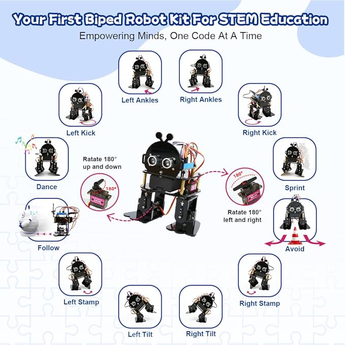 ACEBOTT Robotics for Kids Ages 12-16，Bionic Biped Robot Kit for Arduino ESP32, STEM Science Kits, Cool Engineering Building Toys, Science Coding Kit for 12+ Boys Girls Teens and Adults Unique Gifts