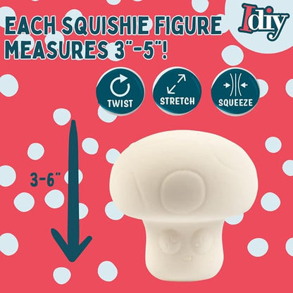 Idiy Party Craft Kit Jumbo Cute Critters Squishies (8 Garden Figures w 12 Fabric Paints)-White Kawaii Slow Rising Squishy Toys, Scented Stress Relief, Kids School, Birthday Activity Gift (4"-6")