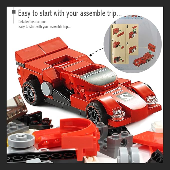 Pull Back Car Building Blocks Sets, Pull and Go Bus Model, 3D Assembly Vehicles for Boys and Girls Building Block Car Toys Party Favor for Kids Age 6 7 8 9 10, 407 Pieces