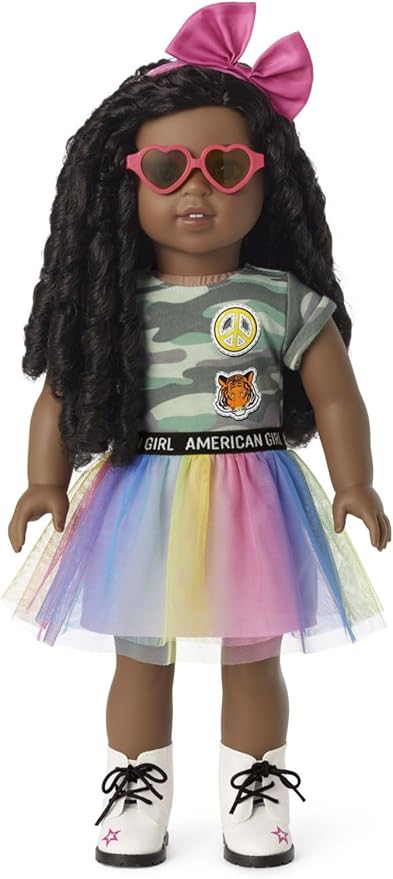 American Girl Truly Me 18-inch Doll Accessories Rainbow Skirt, Pink Headband, and Heart-Shaped Sunglasses, For Ages 6+