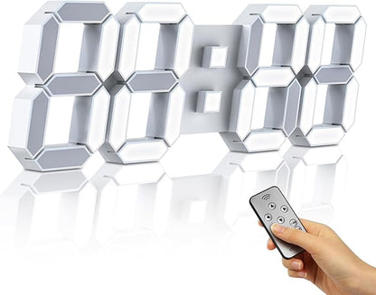 EDUP HOME 15" 3D LED Digital Wall Clock, Large Decor Wall Clock, 12/24H, Time/Date/Temperature Display, Adjust Brightness, Easy Read Time,for Office/Living Room/Meeting Room/Kitchen