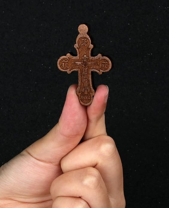 COTTVOTT Wooden Christian Jesus Cross/Orthodox Crucifix Charms Pendants for Rosary Necklace, DIY Jewelry Making Accessories Parts