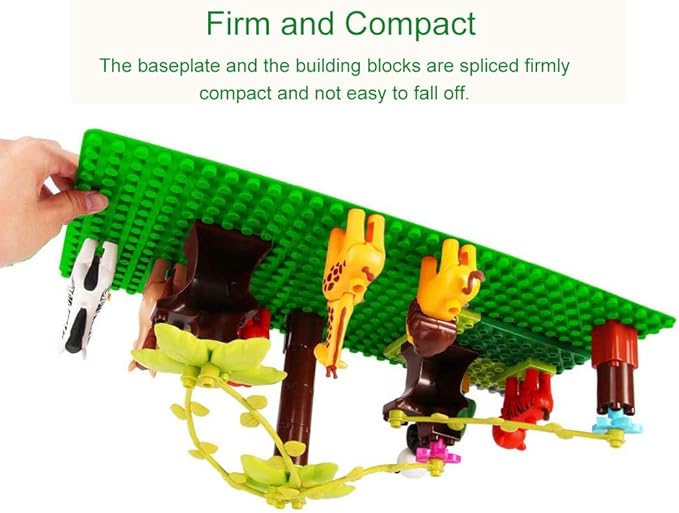 Lekebaby Classic Baseplates Building Base Plates 100% Compatible with Major Brands Baseplates 10" x 10", Pack of 6, Green Blue and White