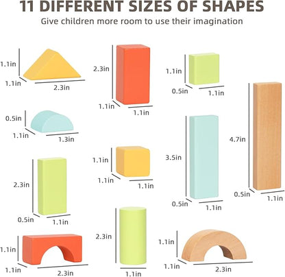 100pcs Building Blocks for Toddlers 1-3, Wooden Blocks for Kids with Storage Bucket and Shape Sorter Lid, Montessori Toys for 1 2 3 Year Old, Learning Toys for Preschool Girls and Boys