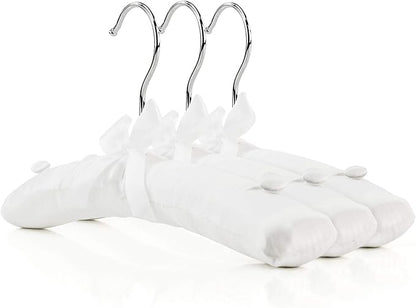 HANGERWORLD Pack of 3 Small Kids Satin Padded Hangers - 11.8inch Soft White Infant, Toddler and Baby Hangers for Nursery Closet