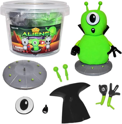 Aliens Craft Kit 12pc Party Pack – Build, Play, and Display 12 Air-Dry Clay Aliens, Great for Birthday Parties, Trick or Treating, Stocking Stuffers, for Kids, Boys and Girls Ages 5+