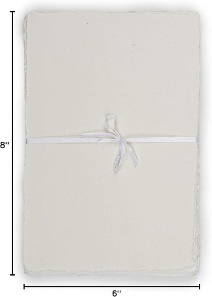 LEATHER VILLAGE Watercolor Paper - Off White - 9.5 X 12 inches, 50 Sheets - Mixed Media Watercolor Paper - 150 GSM Thick Deckle Edge Virgin Cotton Handmade Paper - Off White