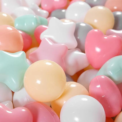 GOGOSO Ball Pit Balls,Plastics Balls for Ball Pit, Stars Hearts Shape for PastelBall for Toddlers Kids