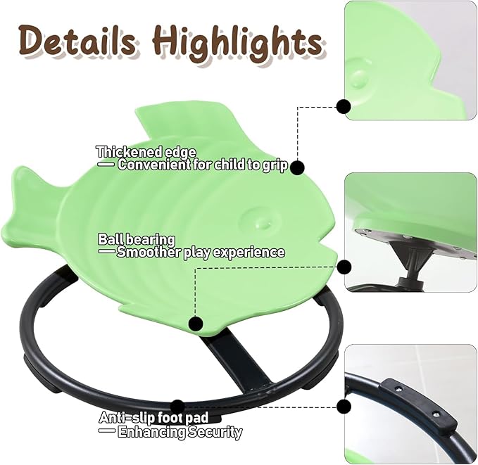 Kids Swivel Chair, Sensory Toy Chair for Kids, Spinning Chair Wobble Chair Kids Balance Toys & Games Balance Physical Therapy Equipment, Autism ADHD Chairs Indoor Outdoor Play Equipment Green