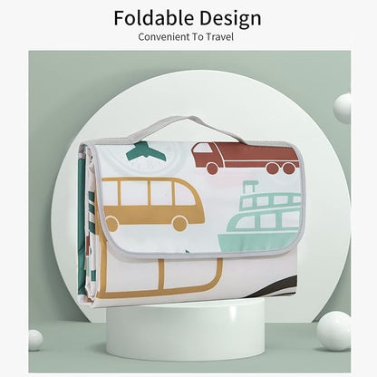 Insular Baby Splat Mat for Under High Chair/Arts/Crafts, Anti Slip and Waterproof Splash Mat for Floor, Portable Picnic Mat, 51x51 Inch, Vehicle