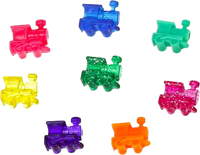 Mexican Train Dominoes - Beautiful Color Dot Double 12 Dominoes Set - Includes Train Markers and Hub by Pressman Multi Color, 5"