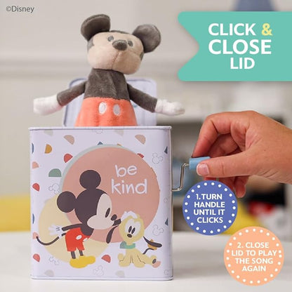 Kids Preferred Disney Baby Mickey Mouse Jack in The Box Musical Toys for Babies and Toddlers, Plays “The Mickey Mouse March” Mickey Springs Out from A Colorful Box