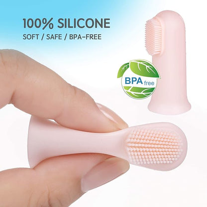 Jochebed Baby Finger Toothbrush for Training Teething - Infant & Toddles & Kids Teeth Brush Soft Babies Tooth Brushing Oral Cleaning Massager to Train Your Child Healthy Oral Habits -3 PCS