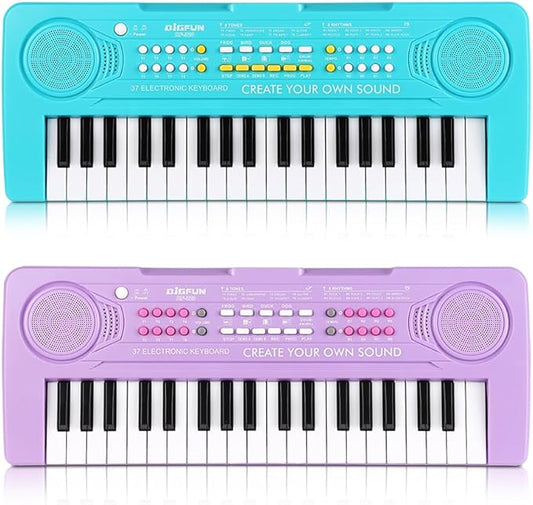 Keyboard Piano for Kids, BIGFUN 37 Keys Toddler Piano Multifunction Music Educational Instrument Toy, Electronic Kids Keyboard Set for 3-7 Year Old Girls and Boys (2PCS, Purple + Blue)