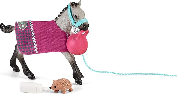 Schleich Horse Club Playful Foal Horse Playset - Authentic Toy Figure with Removable Blanket, Bottle, and Ball Accessories, Fun and Imaginative Play for Boys and Girls, Gift for Kids Ages 5+