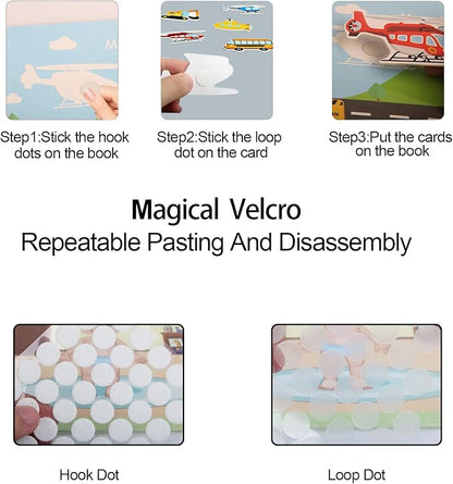 Preschool Montessori Toys for Toddlers, Vehicle Busy Book Learning Toys for Kids Toddlers Preschool Learning Activities, Autism Sensory Educational Toys for Boys & Girls Christmas Birthday Gifts