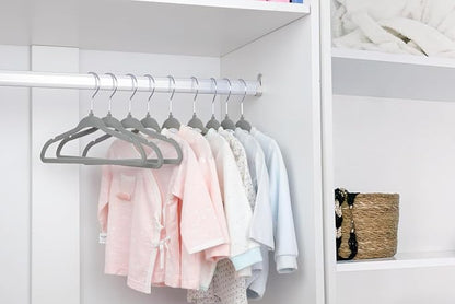 ManGotree Baby Clothes Hangers, Velvet Kids Toddlers Coat Hangers with Ultra Thin & Non-Slip Design (30 Pack, Gray)