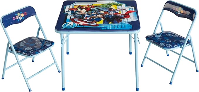 Idea Nuova Marvel Avengers 3 Piece Children's Activity Square Table and 2 Folding Chairs Set, Ages 3+