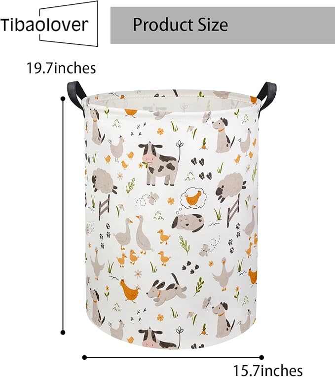 Baby Laundry Basket Kids Hamper Toy Storage Bin for Boys Room Decor Baby Nursery Hamper Gift Baskets for Bedroom Bathroom(Farm)