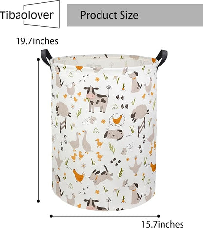 Baby Laundry Basket Kids Hamper Toy Storage Bin for Boys Room Decor Baby Nursery Hamper Gift Baskets for Bedroom Bathroom(Farm)