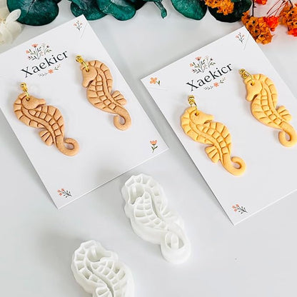 Xaekicr Seahorse Polymer Clay Cutters for Earrings - Ocean Style Clay Earring Cutters for Jewelry Making, 2 Pcs Clay Tools