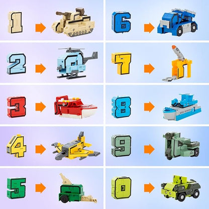Number Transforming Toys, Number Alpha Bot Military Transforming Robet Toys for Tollders Montessori Teaching, School Classroom STEM Number Learnnig Toys for Boys 3 4 5 Years Old