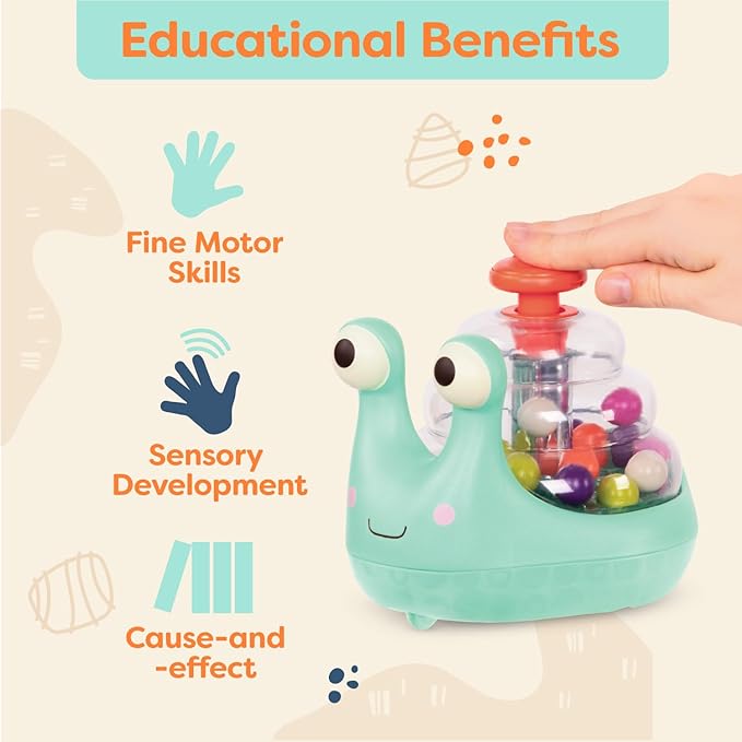 B. baby – Light-Up Snail Ball Popper – Glowing Snail Toy For Toddlers – Developmental Benefits – Interactive Toy – 10 Months + – Escar-Glooooow