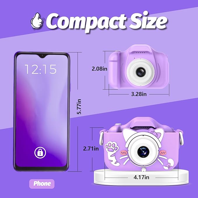 Goopow Kids Camera Toys for 3-8 Year Old Girls Boys,Children Digital Video Camcorder Camera with Cartoon Soft Silicone Cover, Best Chritmas Birthday Festival Gift for Kids - 32G SD Card Included