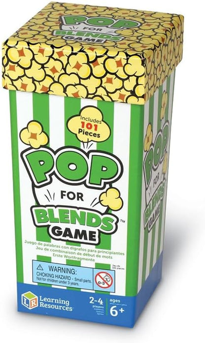 Learning Resources Pop for Blends Game,Phonics Game, 2-4 Players, 92 Cards, Ages 6+