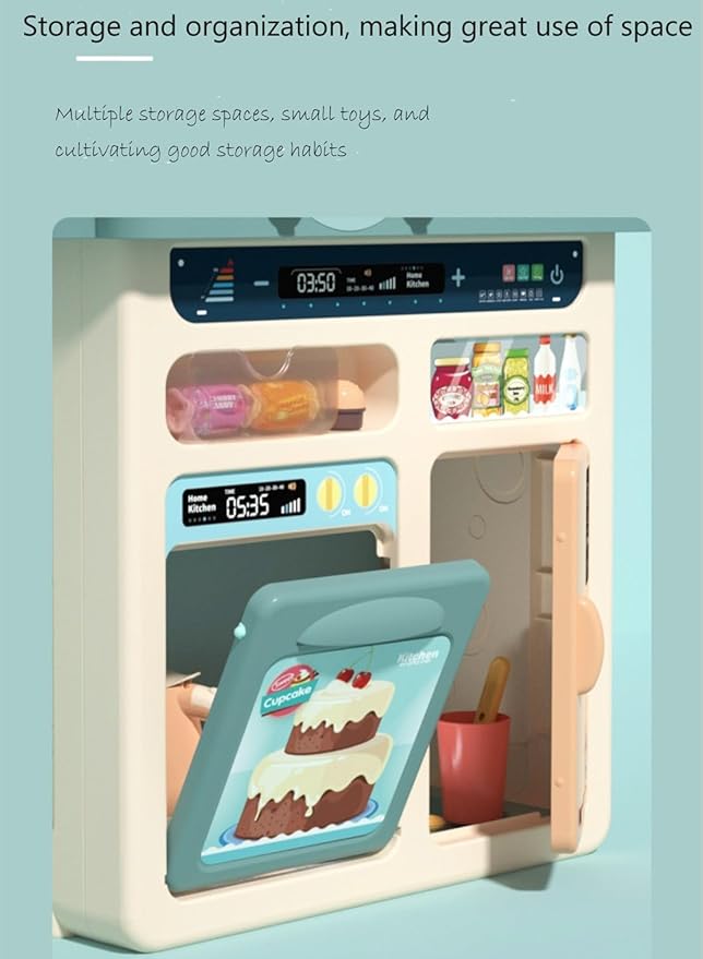 Serena & Jewel Kit for - Kitchen Playset Pretend Food - Toy Accessories Set w/Real Sounds & Light, Play Sink, Cooking Stove with Efflunent,88 PCS for Toddlers Kids, Girls & Boys（3-10 Years） (Orange)