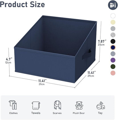 DIMJ Closet Storage Bins 12 Pack - Fabric Storage Baskets for Shelves, Collapsible Clothes Organizer with Handles, Trapezoid Shelf Organization Storage Cubes for Purse, Toys, Books, Towel, Clothes