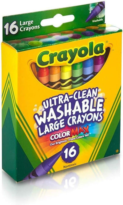 Crayola 52-3281 Large Washable Crayons Assorted Colors 16 Count (Pack of 2)