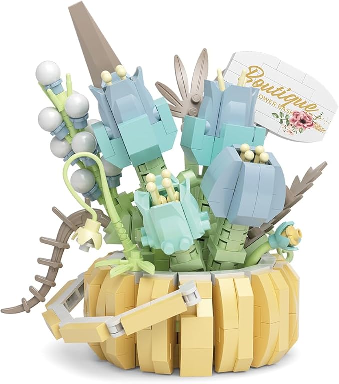 Flowers Succulents 3.6In Building Toy Set, 529 Pcs Botanical Collection for Office Home Decoration Flower Plant Building Blocks Toy, As a Adults, Kids, Girls Idea Gifts